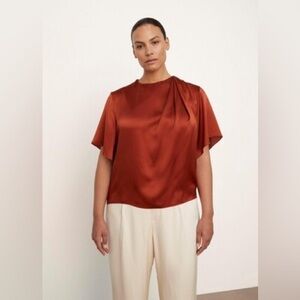 Vince Draped Silk Flutter Sleeve Top